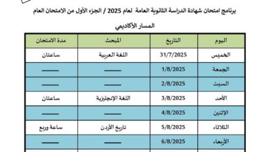 برنامج امتحانات توجيهي 2008