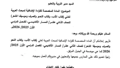 المحذوف من مادة اللغة العربية التخصص توجيهي 2008 + مواضيع المطالعة الذاتية