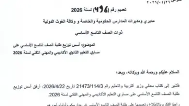 الدليل الكامل لأسس توزيع الصف التاسع 2026 / 2027 في الأردن